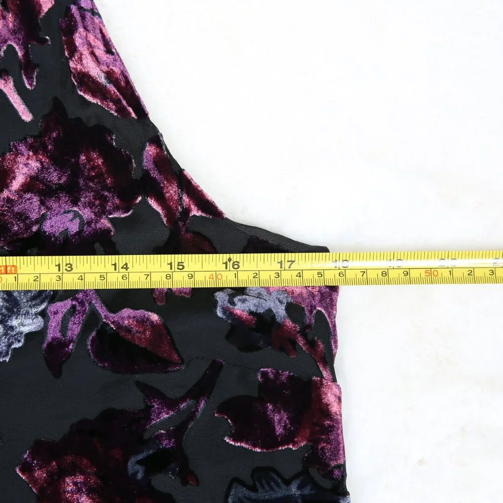BB Dakota Kensie Black and Purple Velvet Burnout Floral Print Dress